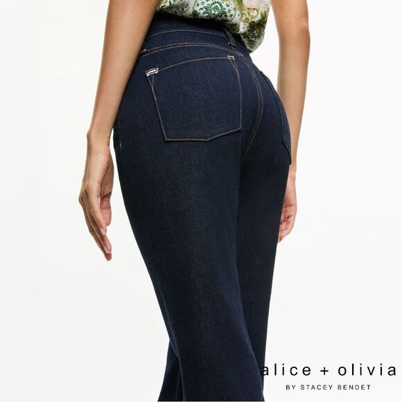 Alice + Olivia **NWT** SB High Rise Bell Flare Leg Jean in Dark Rinse Blue Denim - Picture 11 of 16